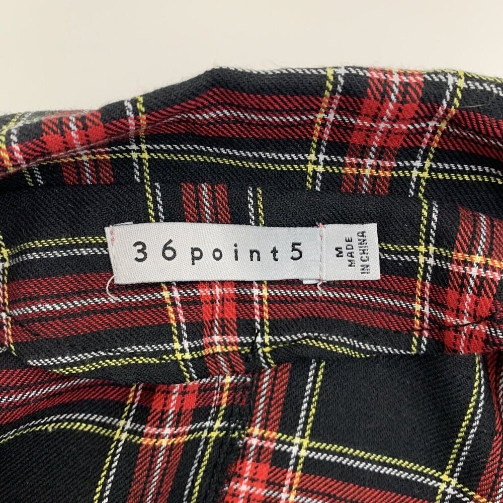 36point5 Sz Medium Shacket Blazer Style Lightweight Cardigan Top Plaid Pockets - Picture 3 of 4
